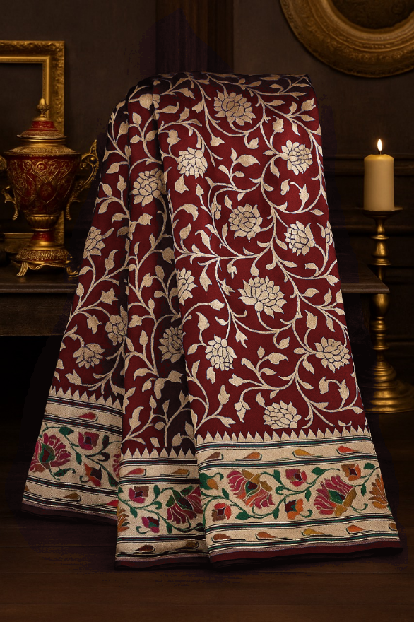 Original Maroon Banarasi Saree